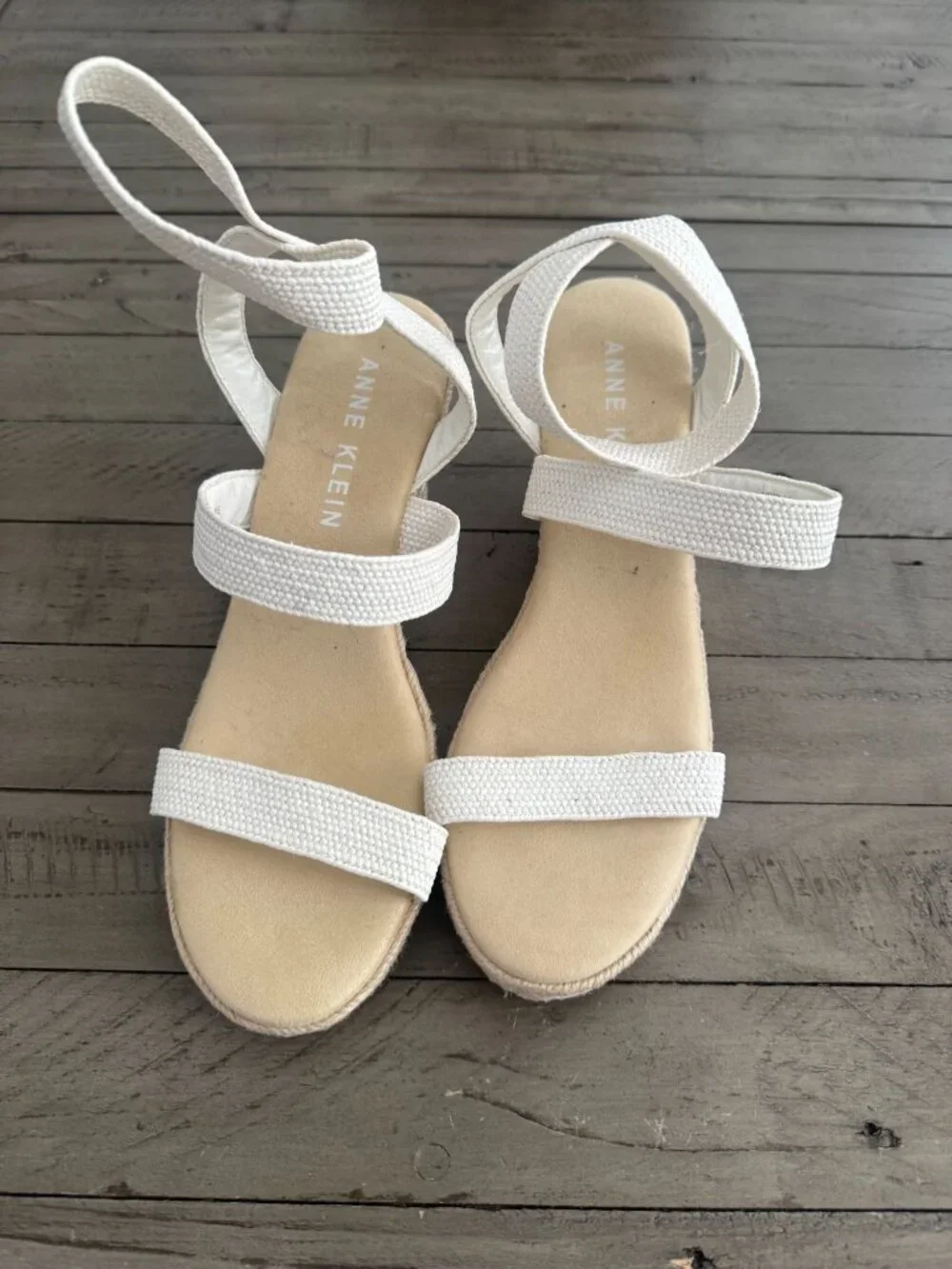 Anne Klein Willa Espadrille Wedge Platform Sandals White Size 9